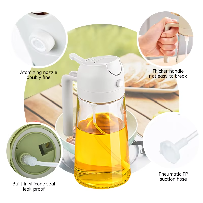 Glass Oil Spray & Pour Bottle – Durable, Leak-Proof & Premium Quality - 600ml