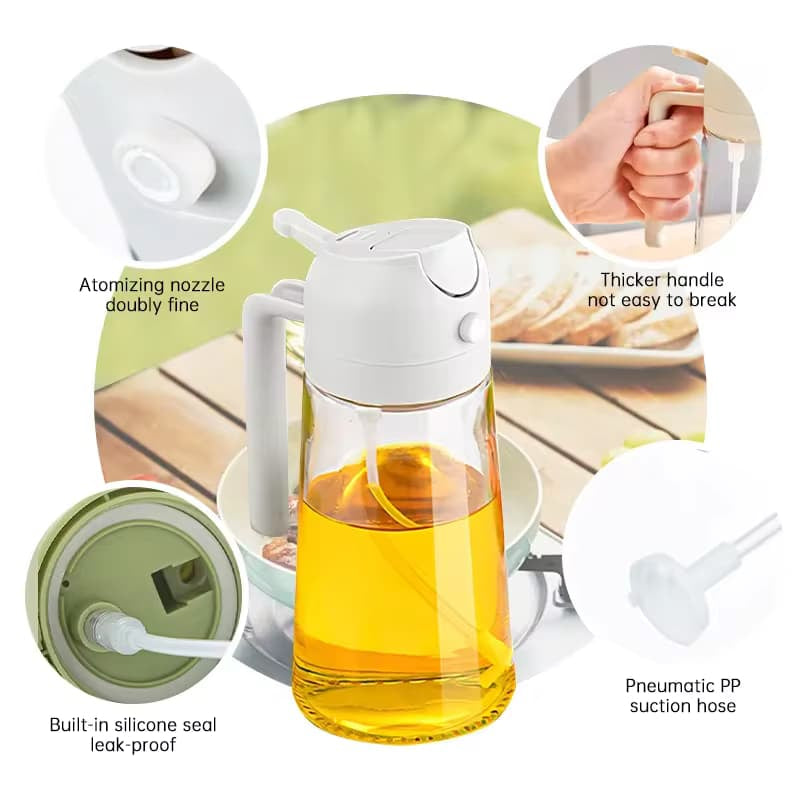 Glass Oil Spray & Pour Bottle – Durable, Leak-Proof & Premium Quality - 600ml